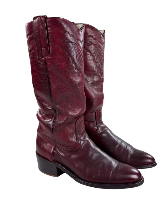 Vintage FRYE Western Cowboy Boots Womens Size 7 D Oxblood Leather main image 4
